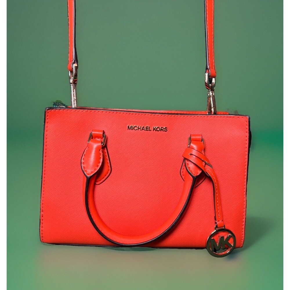 Michael Kors Zip Satchel Top Handle Detachable Strap Gold Hardware